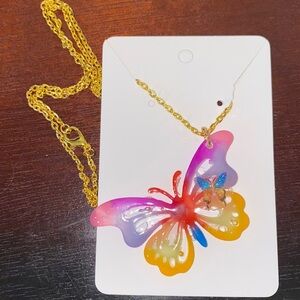 Handcrafted Multicolored Butterfly Necklace